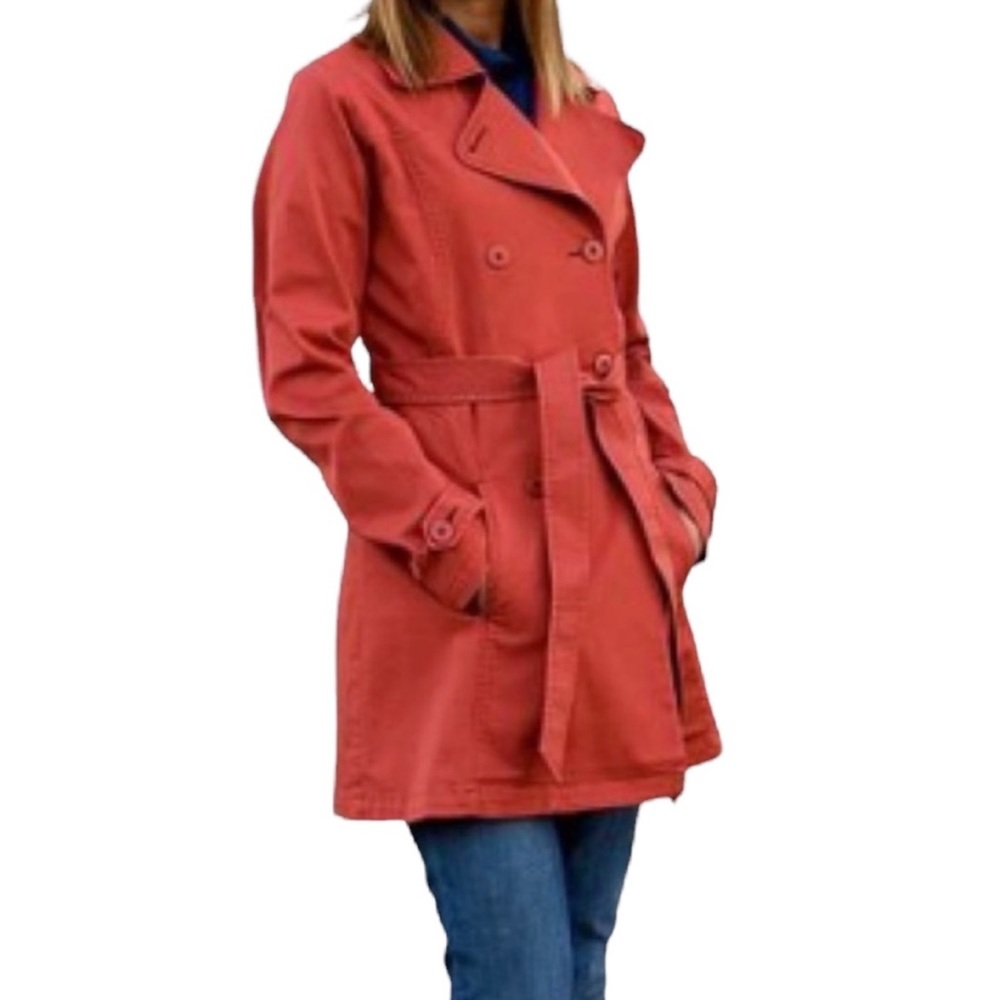 Patagonia Negril Classic Organic Cotton Red/Orange Double Breasted Trench Coat